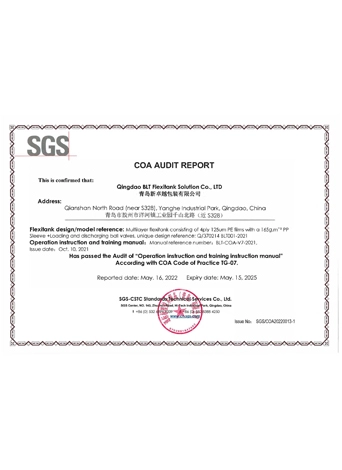 COA Quality Compliance Certificate